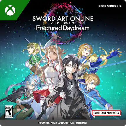 SWORD ART ONLINE Fractured Daydream TEEN T ESRB BANDAI NAMCO REQUIRES: XBOX SUBSCRIPTION INTERNET - T (Teen 13+)