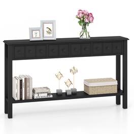 Costway - 60" Console Table Retro Entryway Sofa Table with 4 Drawers & Open Shelf Hallway - Black