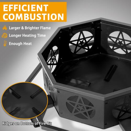 EFFICIENT COMBUSTION

- Larger & Brighter Flame
- Longer Heating Time
- Enough Heat

Ridges on Bottom of Fire Pit