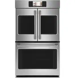 Café - 30" Smart Built-In Double Electric Convection French Door Wall Oven with No Preheat Air Fry - Stainless Steel