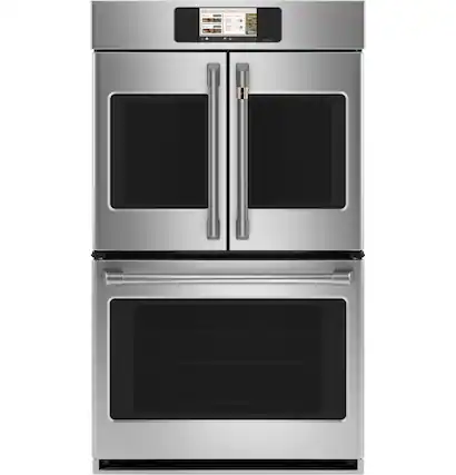 Front. Café - 30" Smart Built-In Double Electric Convection French Door Wall Oven with No Preheat Air Fry - Stainless Steel.