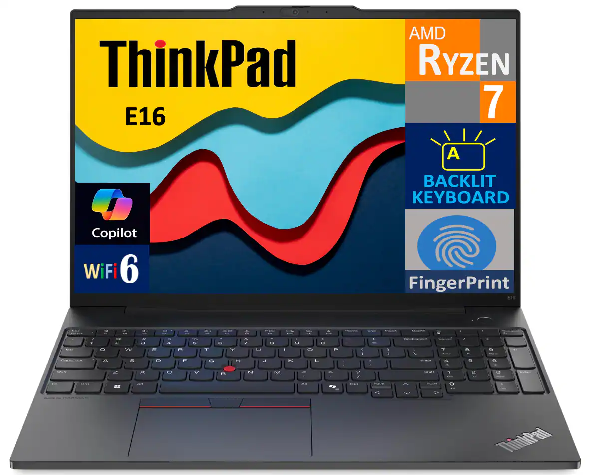 ThinkPad E16
AMD Ryzen 7
Backlit Keyboard
Copilot
WiFi 6
Fingerprint