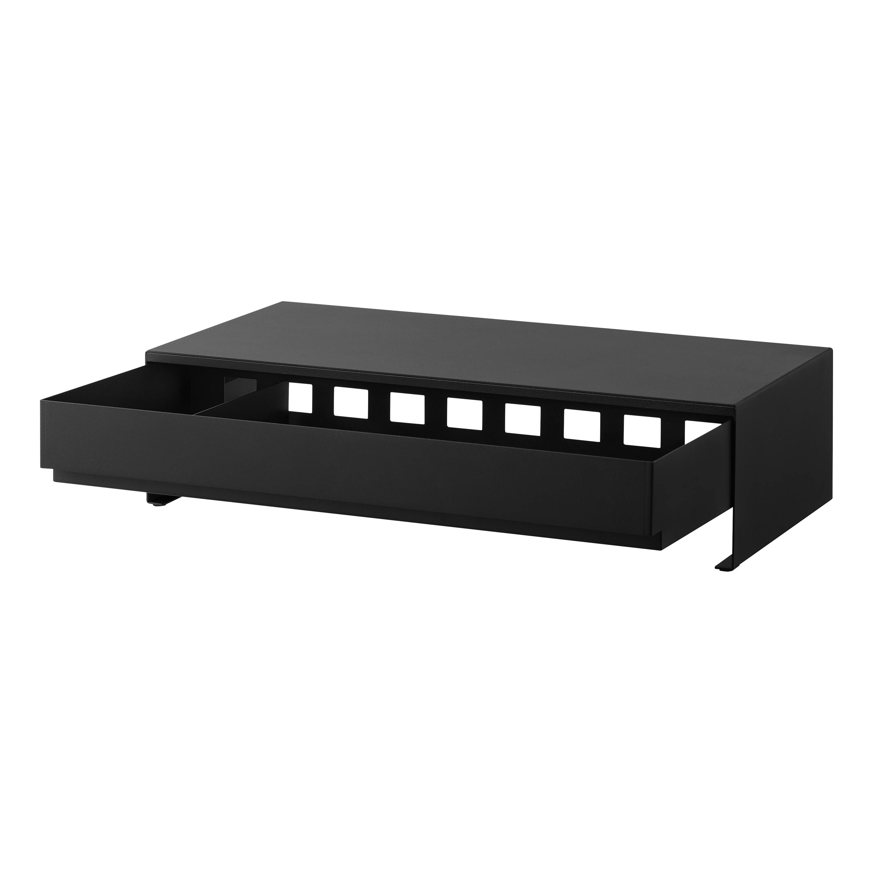 Alt View 5. Yamazaki Home - Monitor Stand With Drawer - Steel - Black.