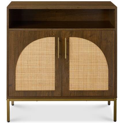 Front. Best Choice Products - Best Choice Products Arched 2-Door Rattan Cabinet, Sideboard, Buffet, w/ Cord Cutout, Adjustable Storage Shelf - Brown - Arched Rattan, Brown.