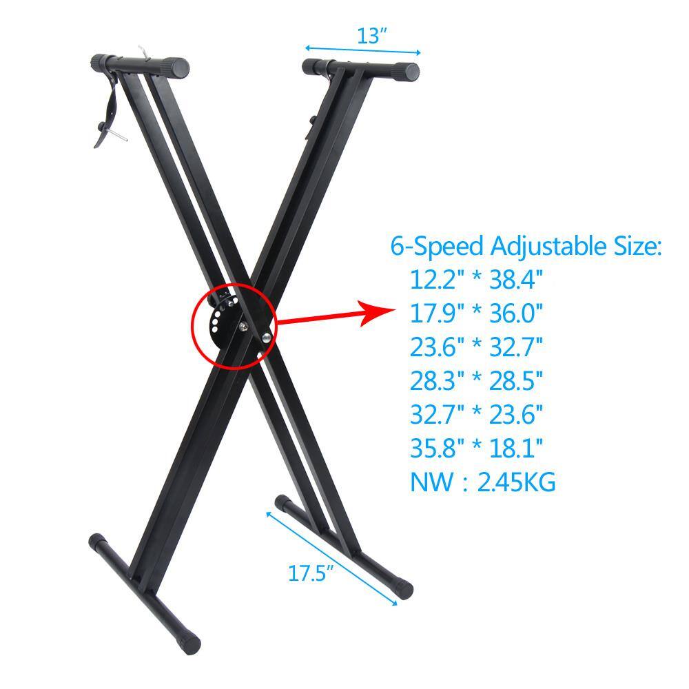 6-Speed Adjustable Size:  
12.2" * 38.4"  
17.9" * 36.0"  
23.6" * 32.7"  
28.3" * 28.5"  
32.7" * 23.6"  
35.8" * 18.1"  
NW: 2.45KG  
13"  
17.5"