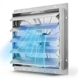 VEVOR - 24 Inch Shutter Exhaust Fan Wall Mounted Automatic Louvers Sturdy Steel Housing, Low Noise, AC Motor - Silver