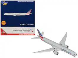 Boeing 777-300ER Commercial Aircraft with Flaps Down "American Airlines" Gray w/Striped Tail 1/400 Model by GeminiJets