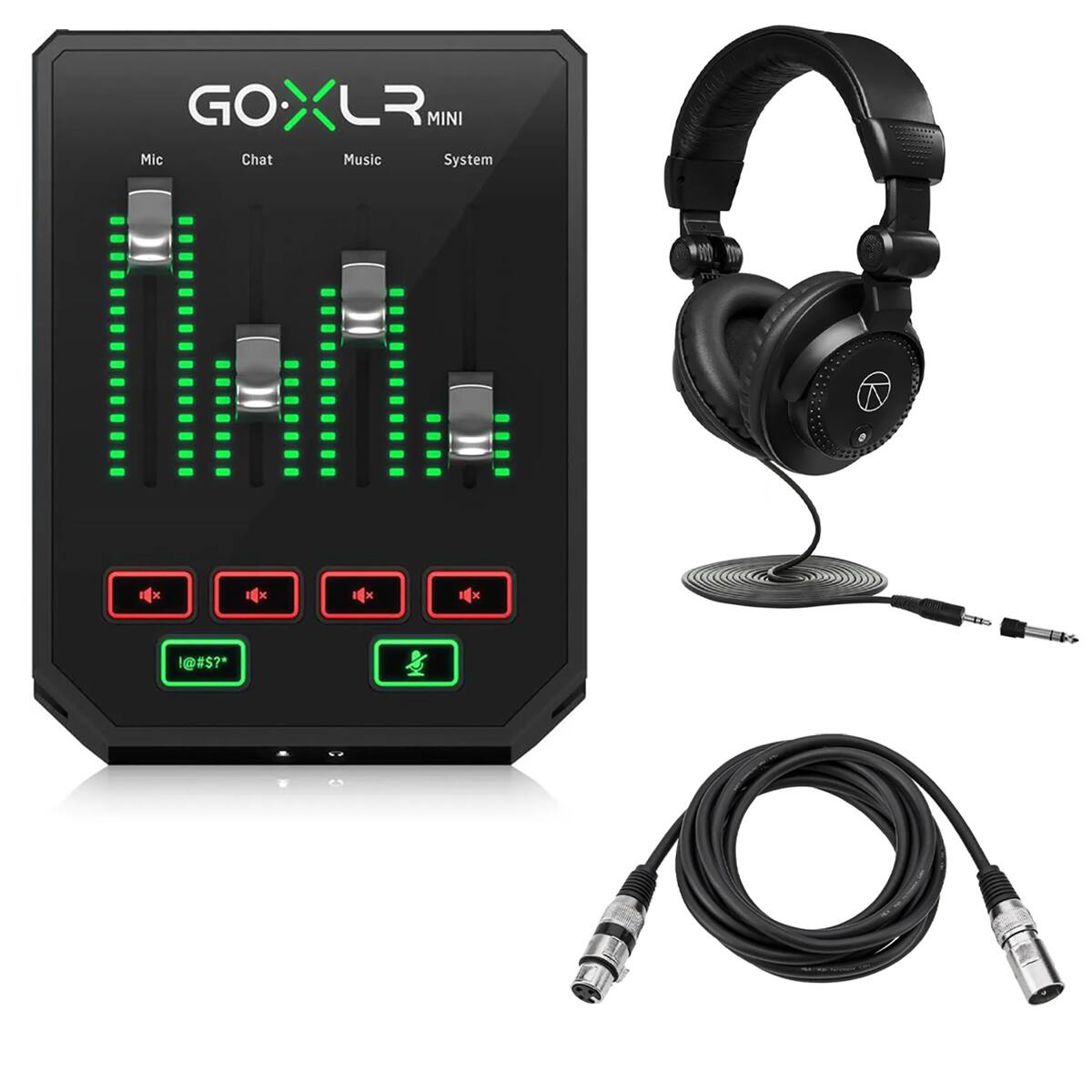 TC Helicon GO XLR Mini Online Broadcast Mixer, Black, Bundle with