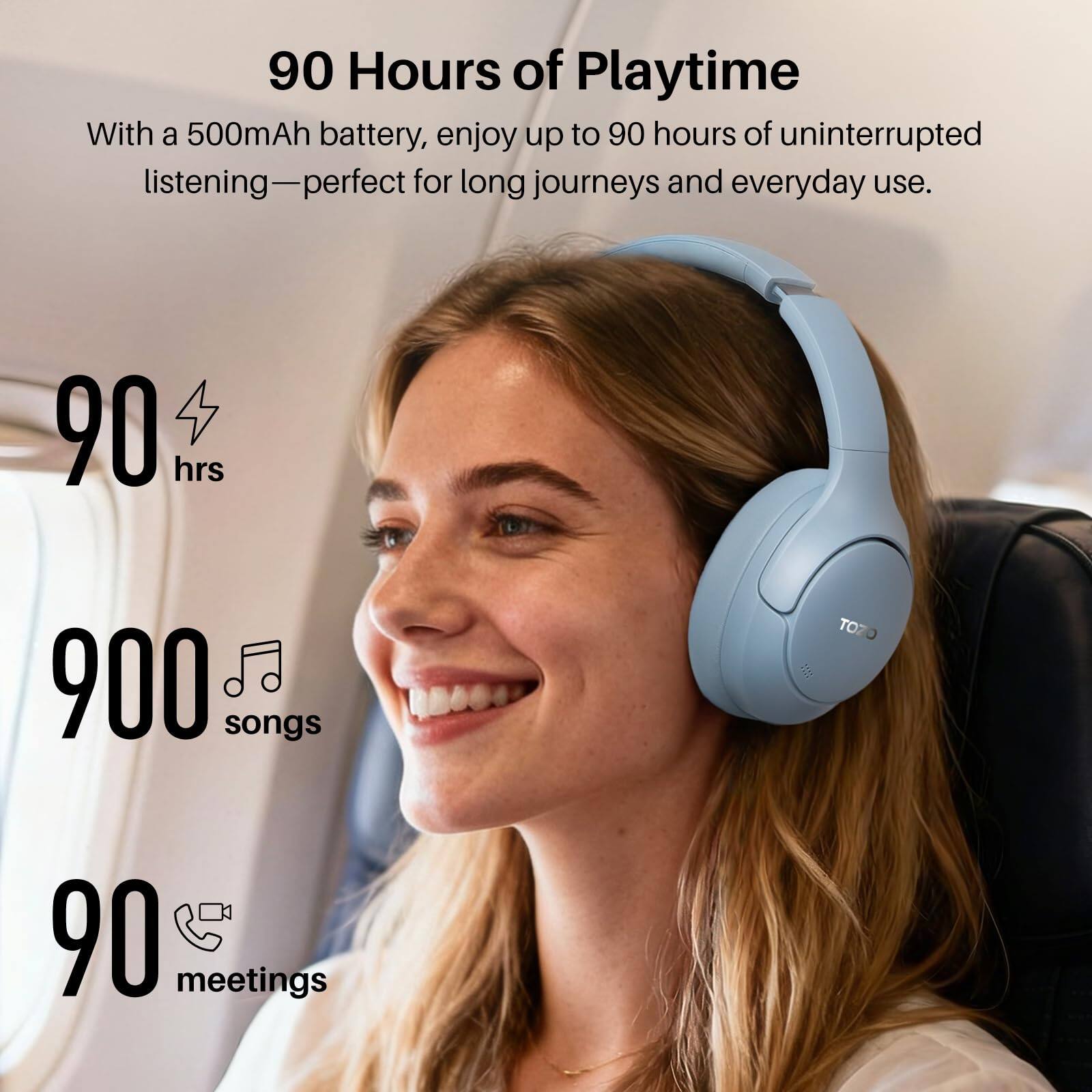 90 Hours of Playtime

With a 500mAh battery, enjoy up to 90 hours of uninterrupted listening—perfect for long journeys and everyday use.

90 hrs  
900 songs  
90 meetings