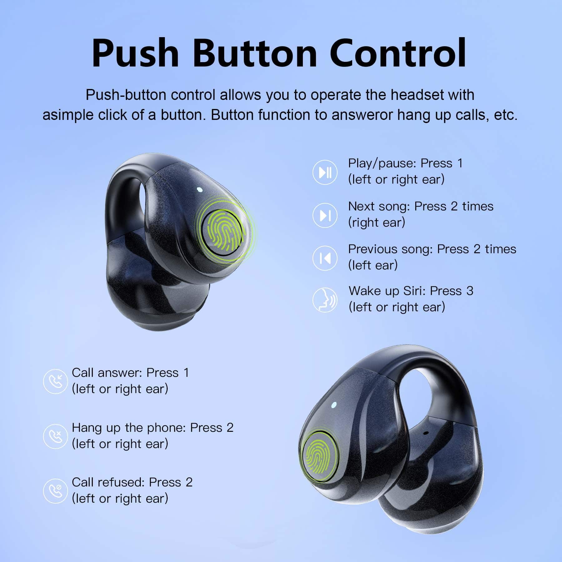 VEAT00L P97 Open Ear Headphones, Wireless Clip On Earbuds with