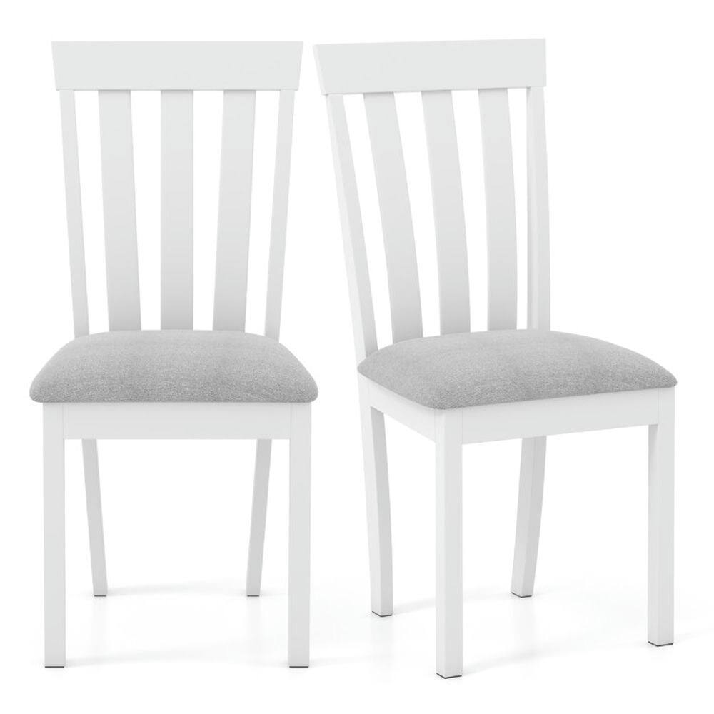Front. Pefilos - Dining Chair Set of 2 Upholstered Wooden Kitchen Chairs with Padded Seat and Rubber Wood Frame-White, Lounge Chair - Gray.