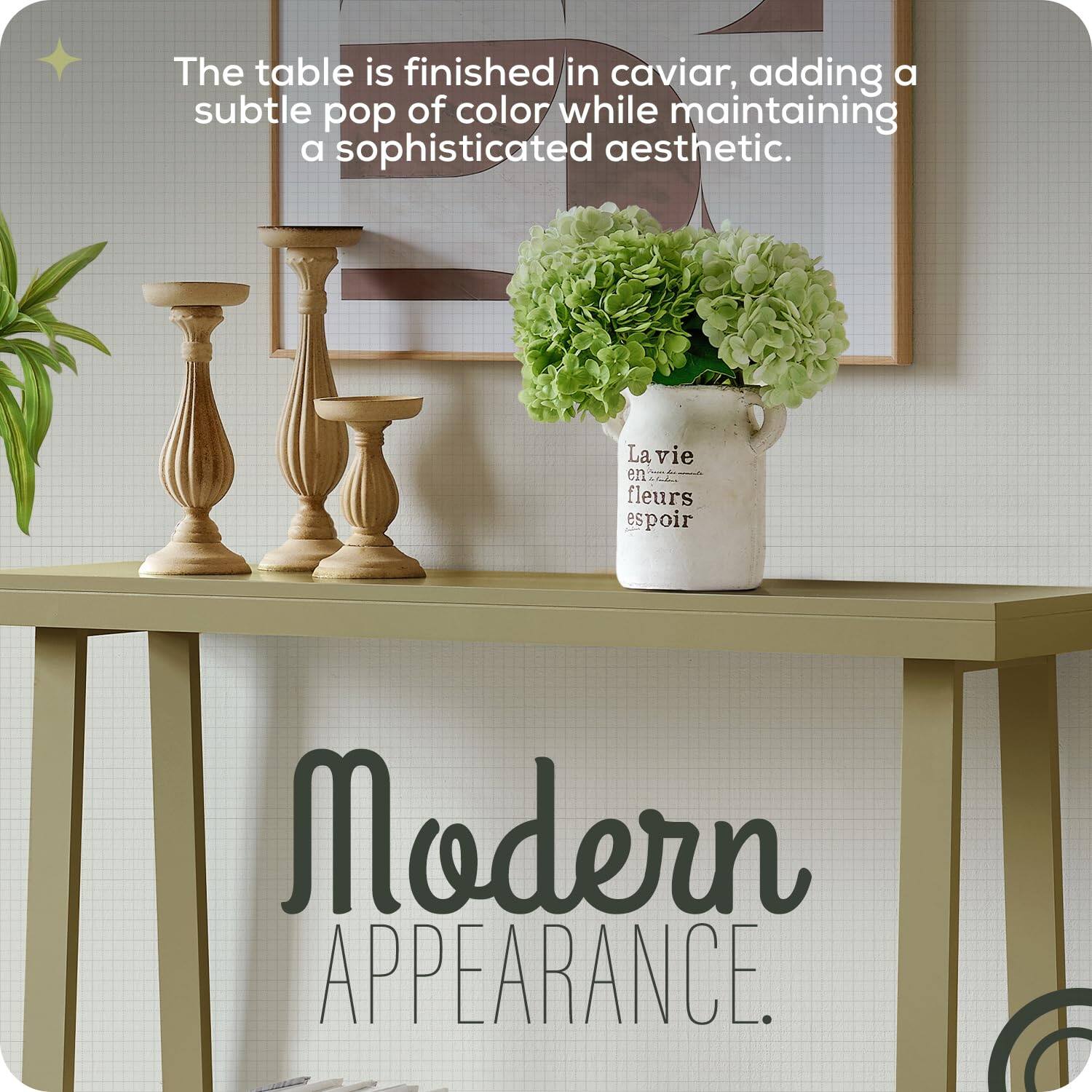 The table is finished in caviar, adding a subtle pop of color while maintaining a sophisticated aesthetic.

La vie en fleurs espoir

Modern APPEARANCE.