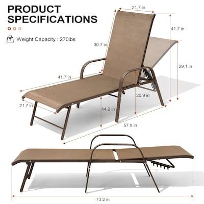 PRODUCT SPECIFICATIONS

- Weight Capacity: 270lbs

Dimensions:
- 21.7 in
- 41.7 in
- 30.7 in
- 29.1 in
- 20.9 in
- 14.2 in
- 57.9 in
- 73.2 in
