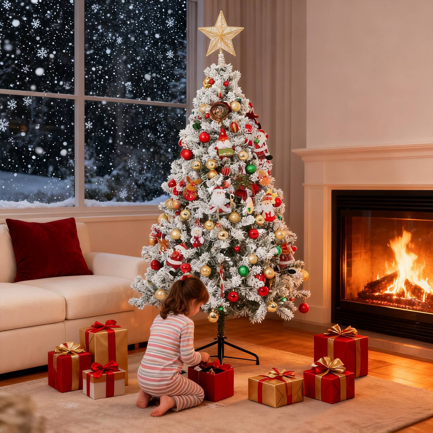 Alt View 6. NOVAROOT - 6FT Artificial Christmas Tree Pre-Lit Fake Xmas Tree for Home Indoor Decor - White.