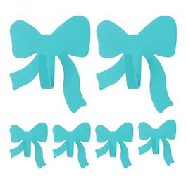 Unique Bargains - 6pcs Bow Decorative Metal Self-Adhesive Wall Hooks Heavy Duty for Bathroom Kitchen Home Office Hanging Keys Coats - Blue