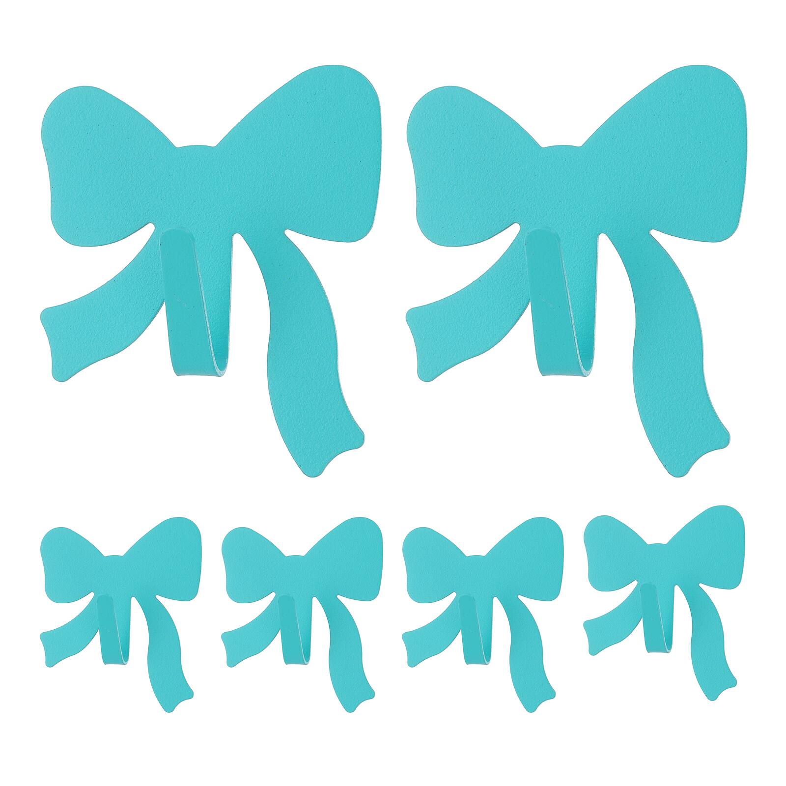 Front. Unique Bargains - 6pcs Bow Decorative Metal Self-Adhesive Wall Hooks Heavy Duty for Bathroom Kitchen Home Office Hanging Keys Coats - Blue.