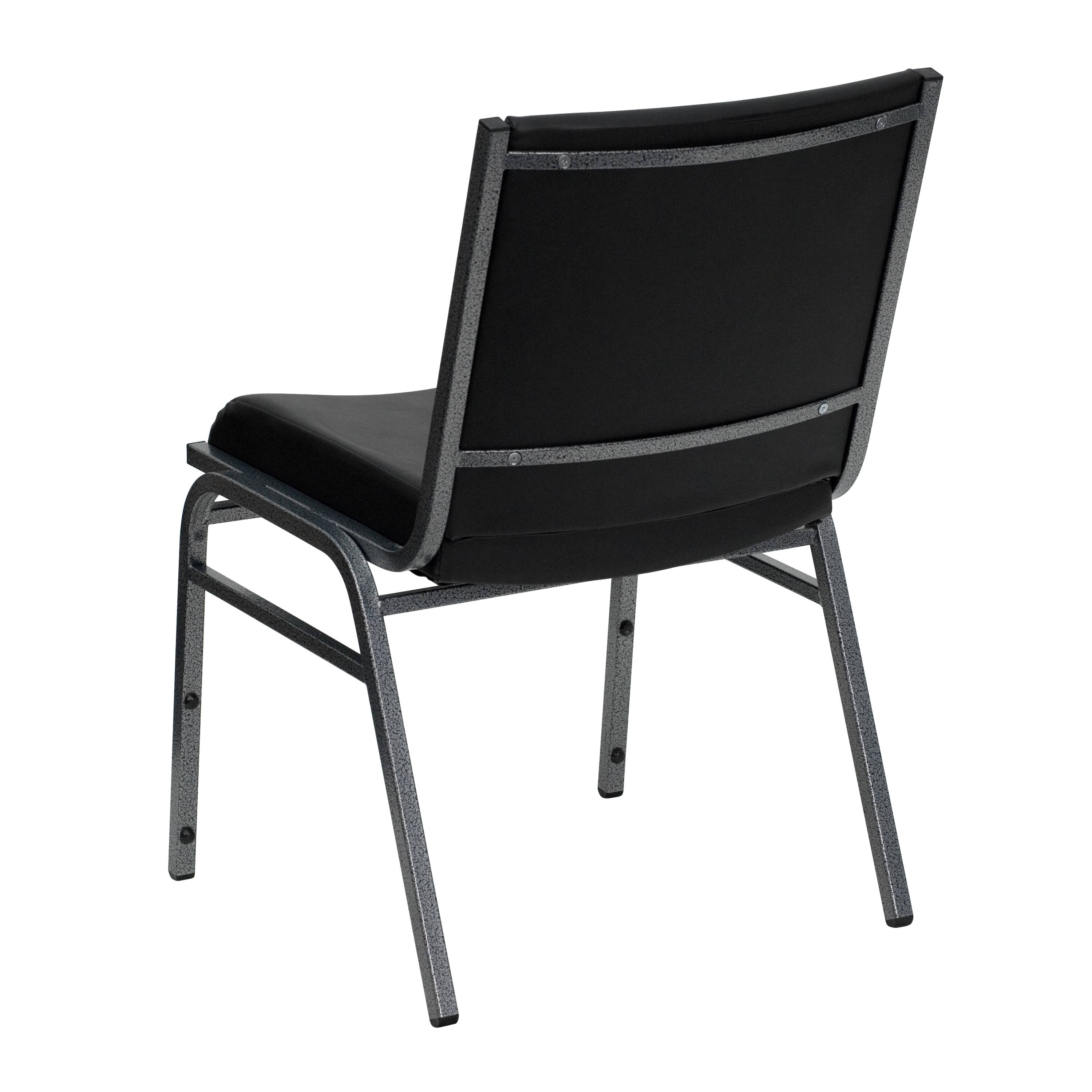 Alt View 4. Emma + Oliver - Heavy Duty Reception/Guest Stack Chair - Black Vinyl.