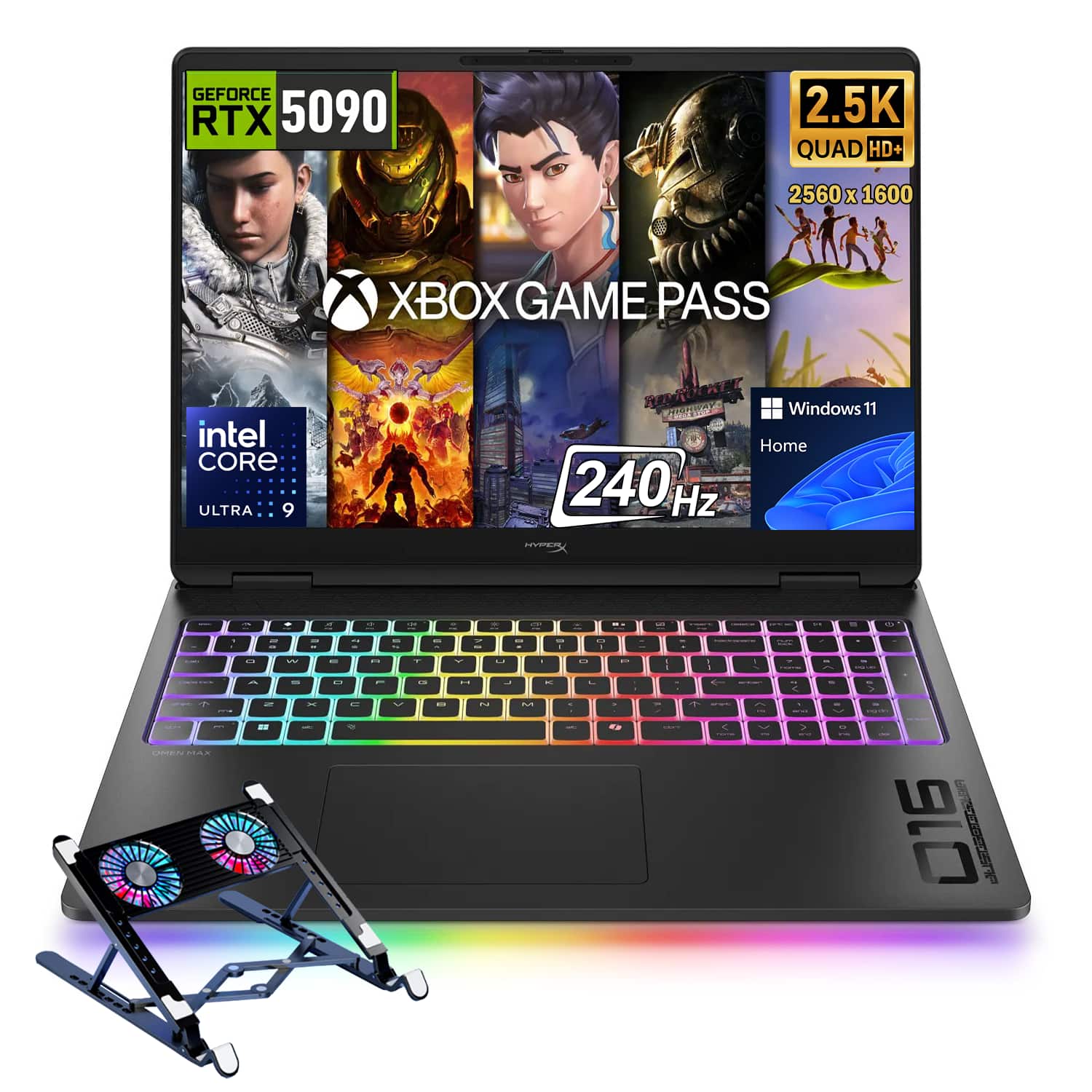 GEFORCE RTX 5090  
2.5K QUAD HD  
2560 X 1600  
XBOX GAME PASS  
intel CORE ULTRA 9  
Windows 11 Home 240 Hz  
HYPER  
OMEN MAX  
016