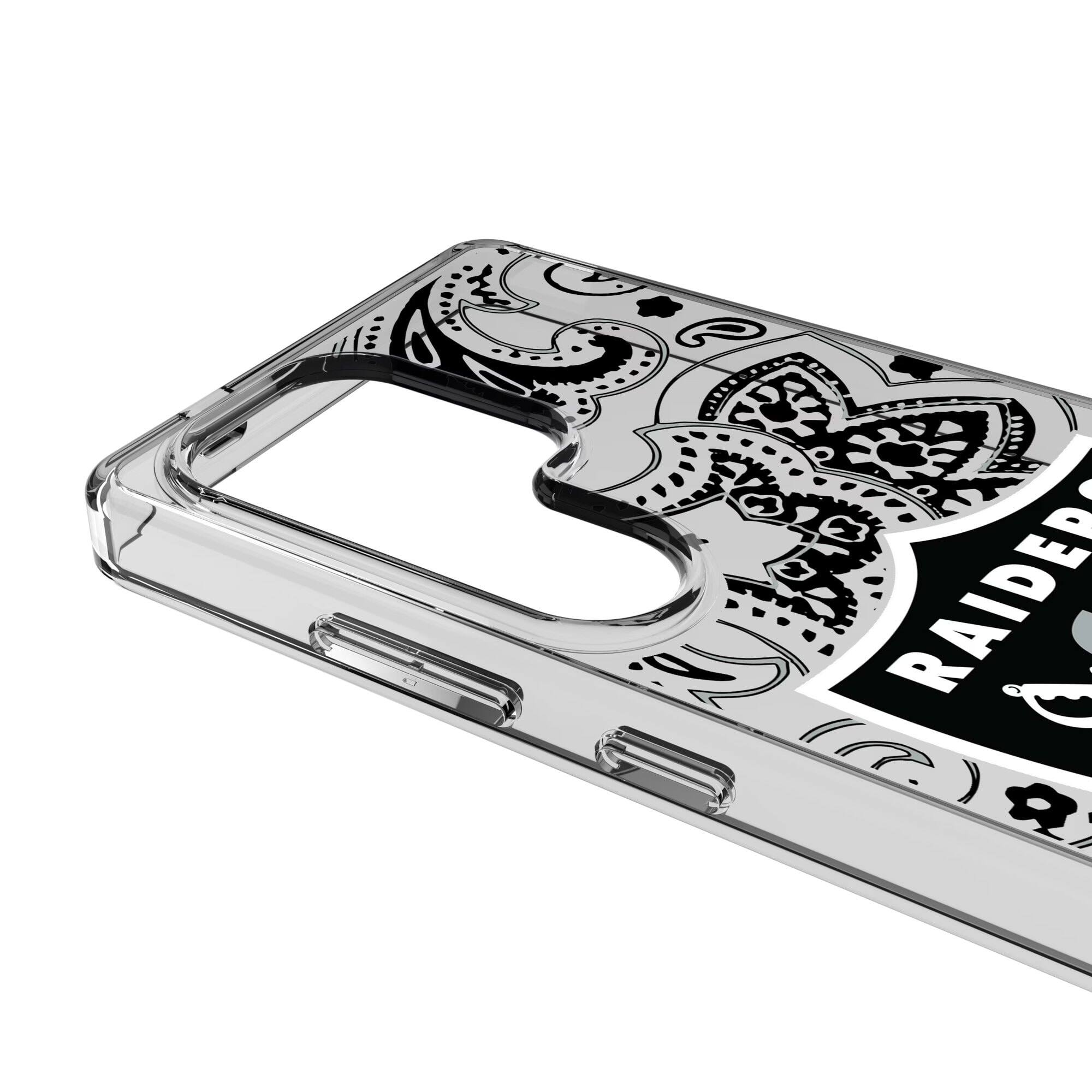 Alt View 2. Keyscaper - Las Vegas Raiders Galaxy Clear Paisley Design Case - S23 Ultra - Multicolor.