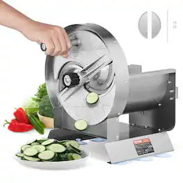 VEVOR - Manual Vegetable Fruit Slicer, 0-0.5"/0-12mm Thickness Adjustable Commercial Slicer Machine, Stainless Steel - Silver