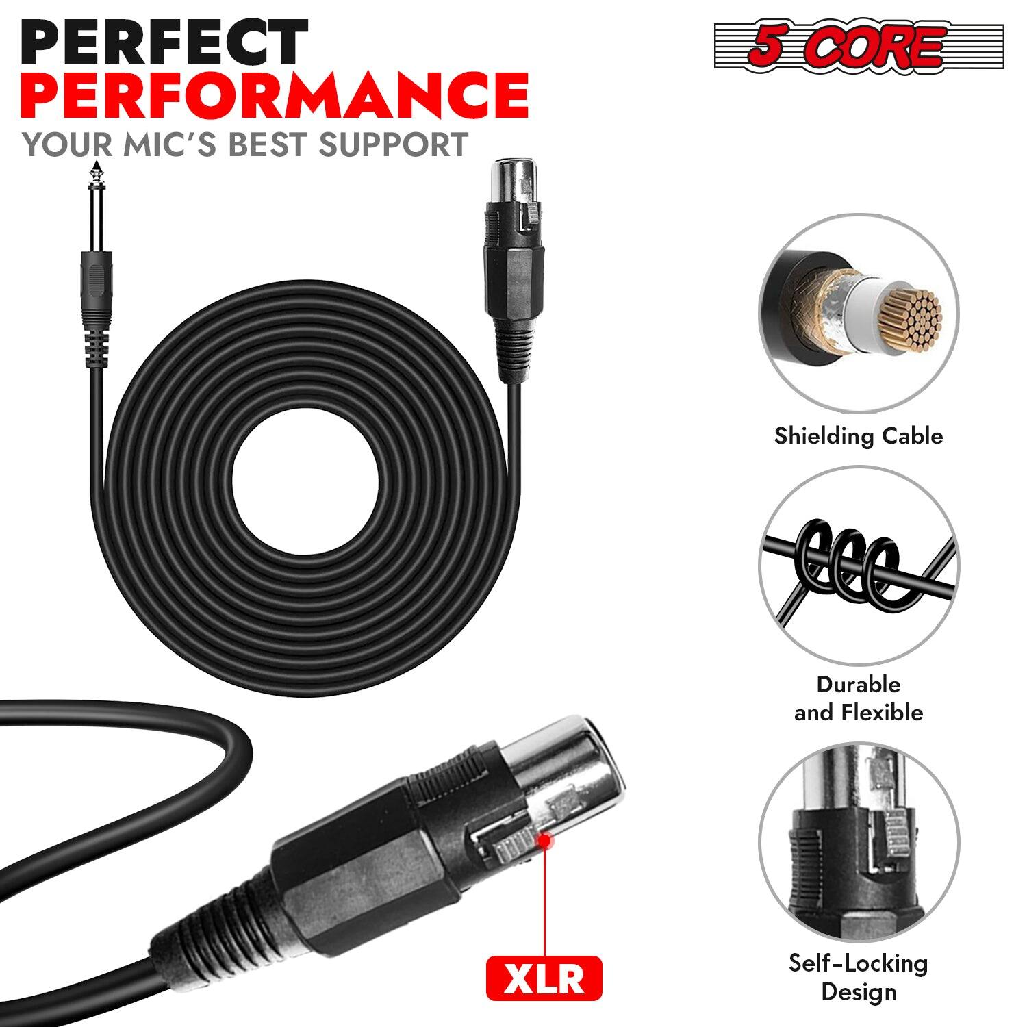PERFECT PERFORMANCE YOUR MIC'S BEST SUPPORT

5 CORE
Shielding Cable
Durable and Flexible
Self-Locking Design