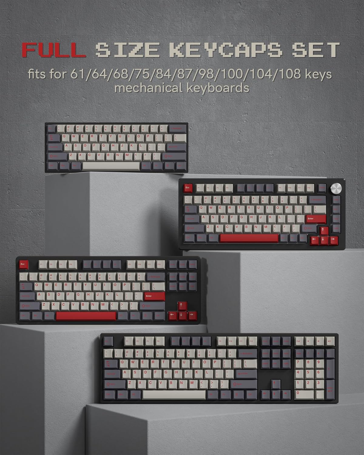 FULL SIZE KEYCAPS SET fits for 61/64/68/75/84/87/98/100/104/108 keys mechanical keyboards