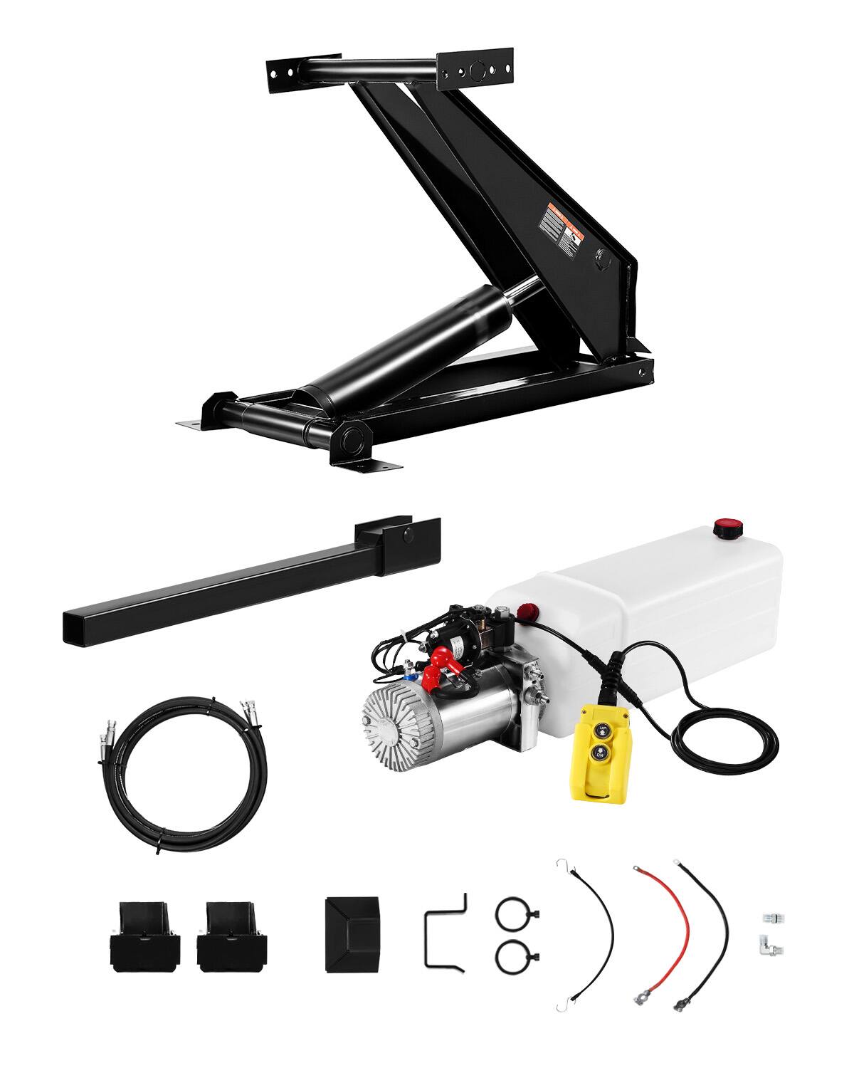 Front. VEVOR - Hydraulic Dump Lift Kit, 22,000 lb/10 T Dump Trailer Hydraulic Scissor Hoist Kit Standard Kit, Hydraulic Dump Bed Kit - Black.