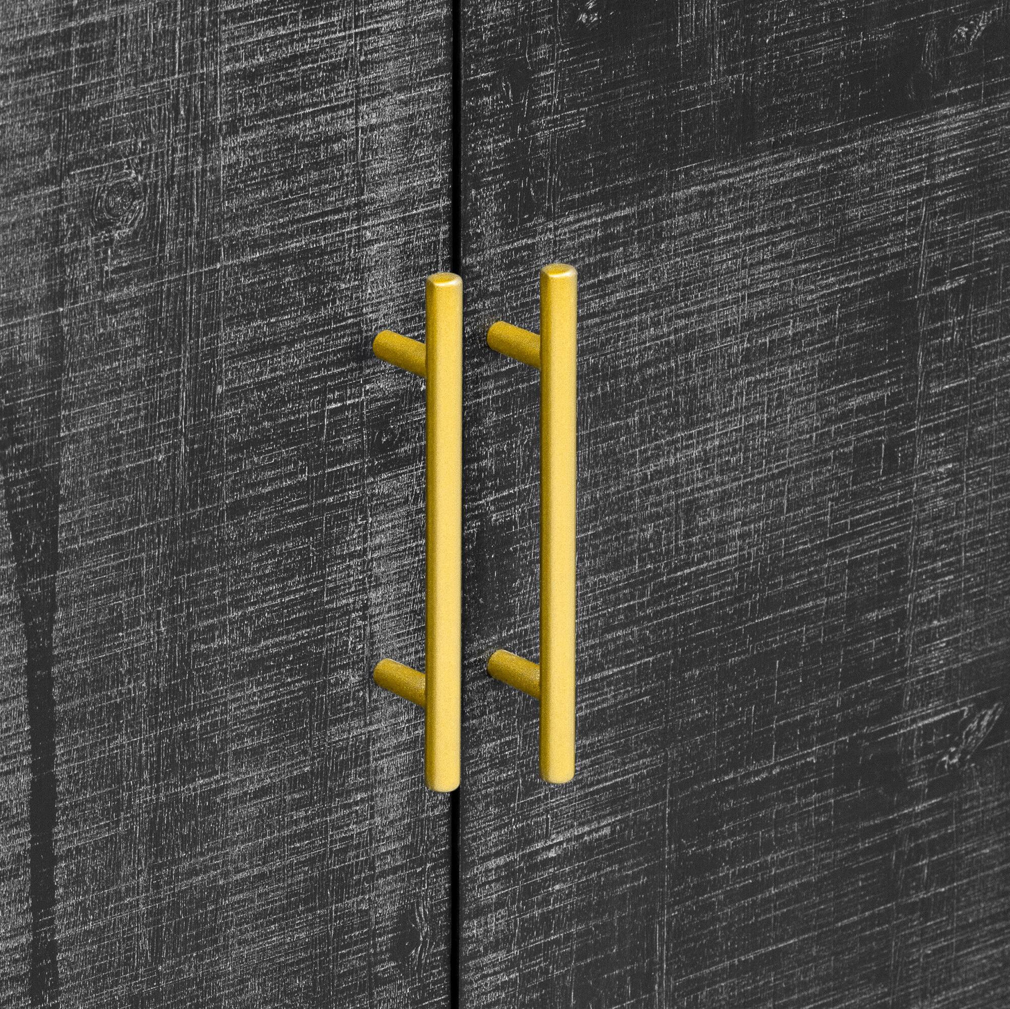 Alt View 7. Spaco - Spaco Retro Minimalist Curved Sideboard with Gold Handles and Adjustable Dividers for Living Dining Room Kitchen - Antique Black.