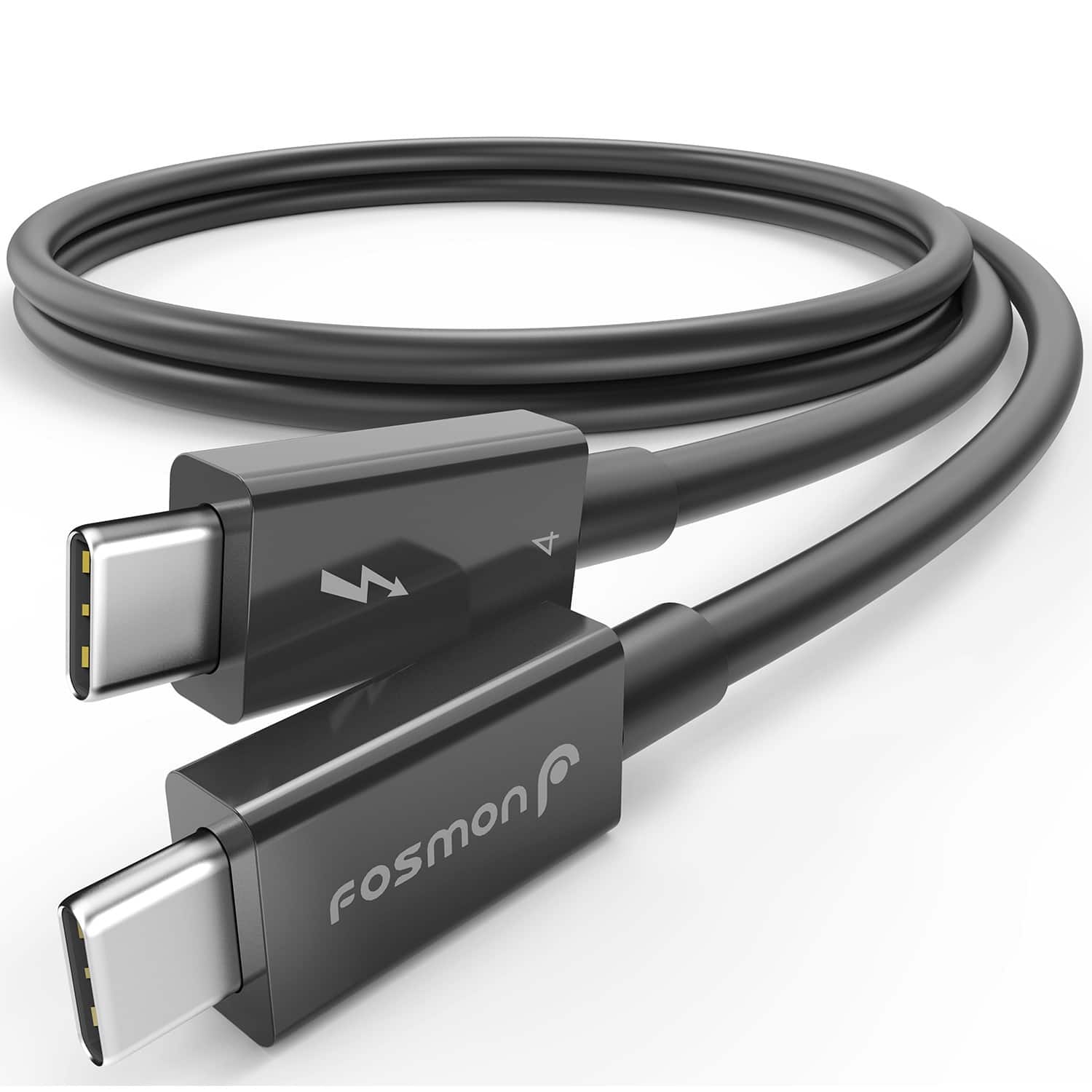 Front. Fosmon - [Intel Certified] Thunderbolt 4 Cable 3.3 ft, USB-C Thunderbolt 4 Cable, USB-PD 3.0, Support 8K Display, 100W Charging - Black.