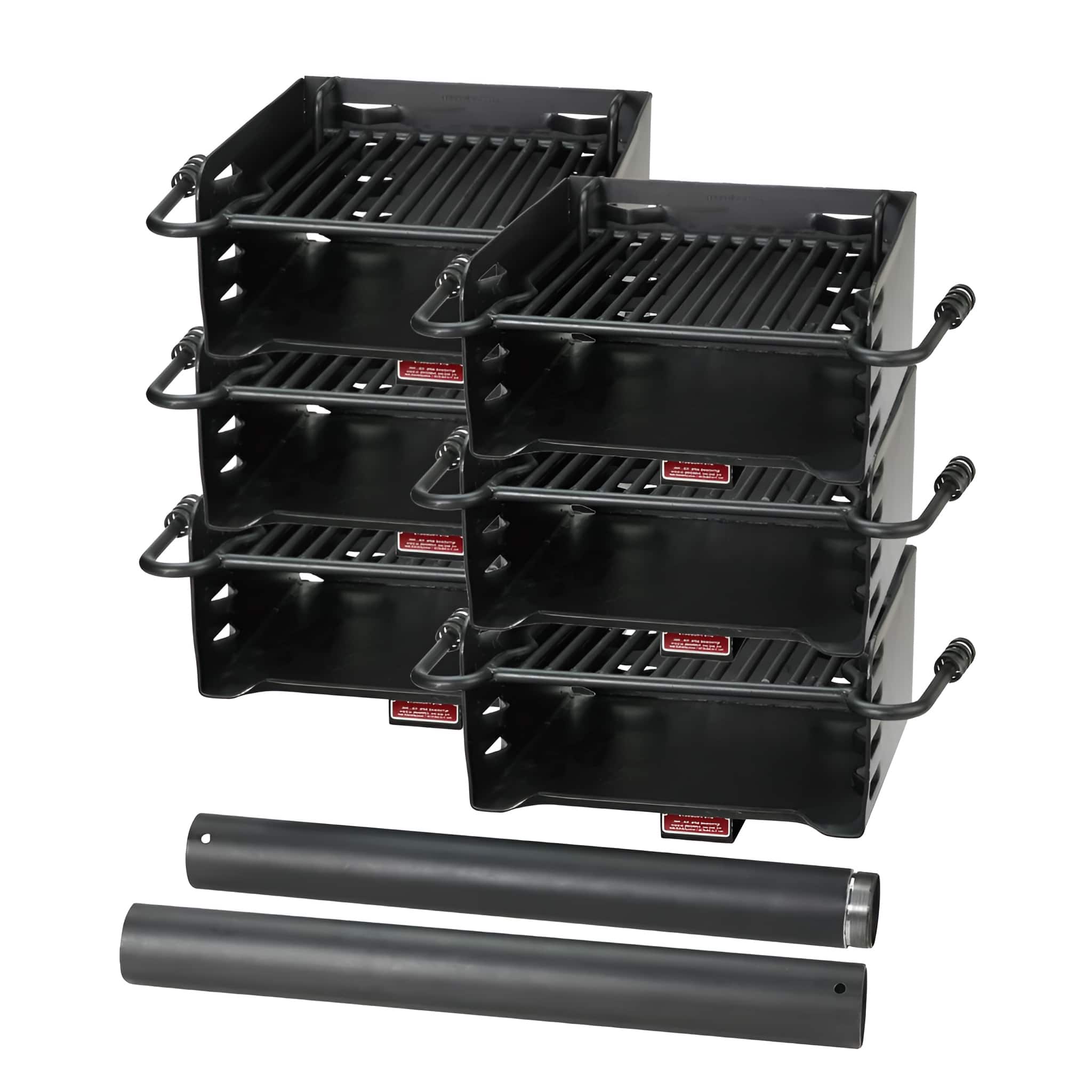 Pilot Rock - H-16 B6X2 Park Style Outdoor BBQ Charcoal Grill w/ Swivel, 6 Pack - Black