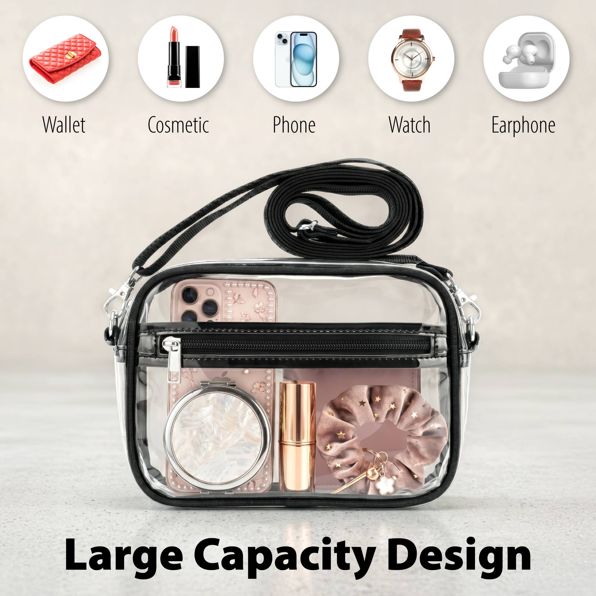 Wallet Cosmetic Phone Watch Earphone Large Capacity Design