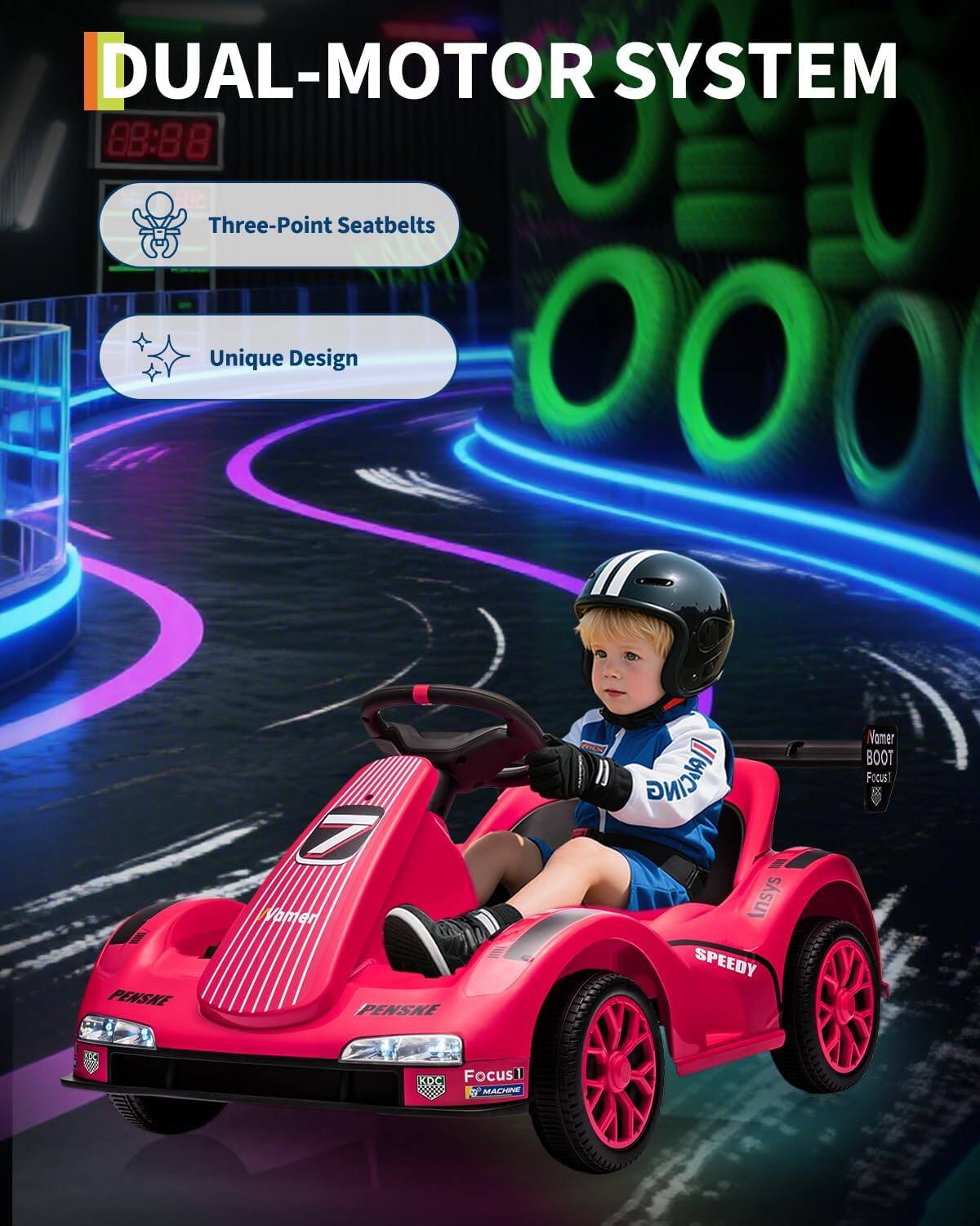 DUAL-MOTOR SYSTEM

Three-Point Seatbelts

Unique Design

Penske

Ansys

SPEEDY

Vomer BOOT

Focus 1

MACHINE