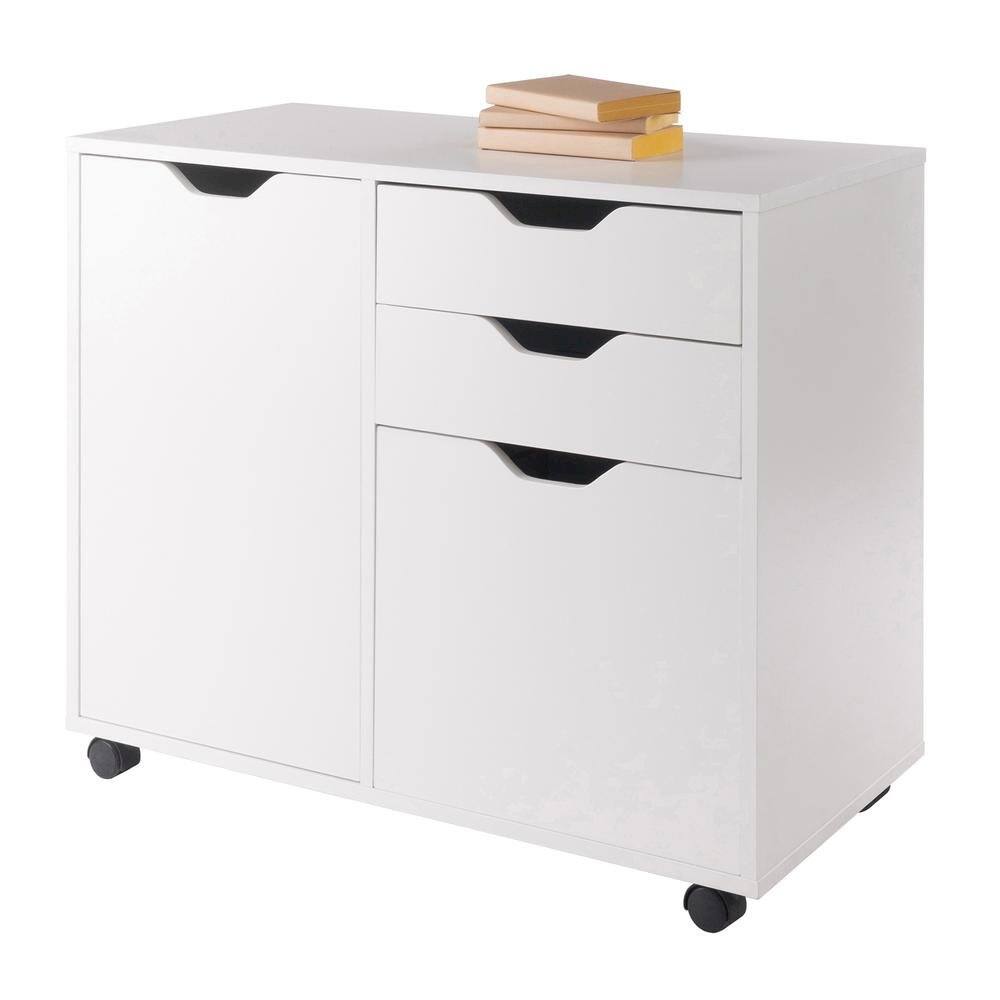 Angle. FurniFact - Composite Wood Home Office Floor Cabinet with Filing Drawer - White.
