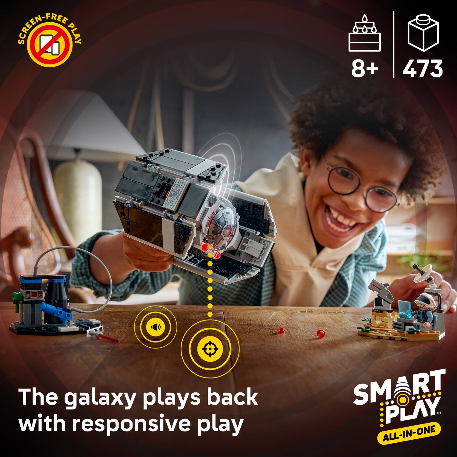 SCREEN-FREE PLAY  
8+  
473  

The galaxy plays back with responsive play  

SMART PLAY  
ALL-IN-ONE