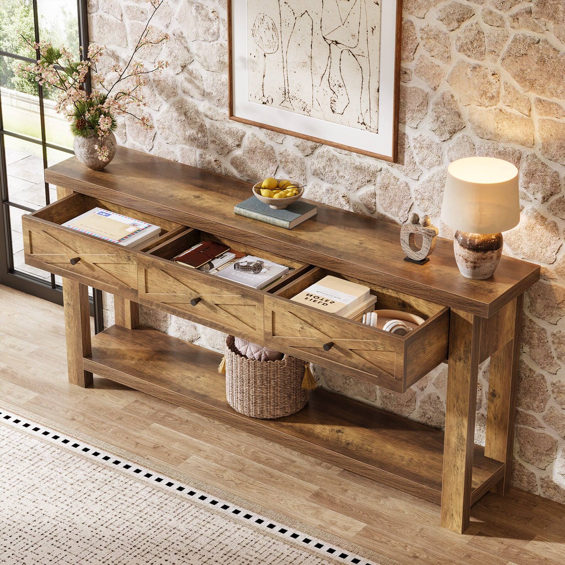 Tribesigns Console Table with Engineered Wood Construction and Space ...