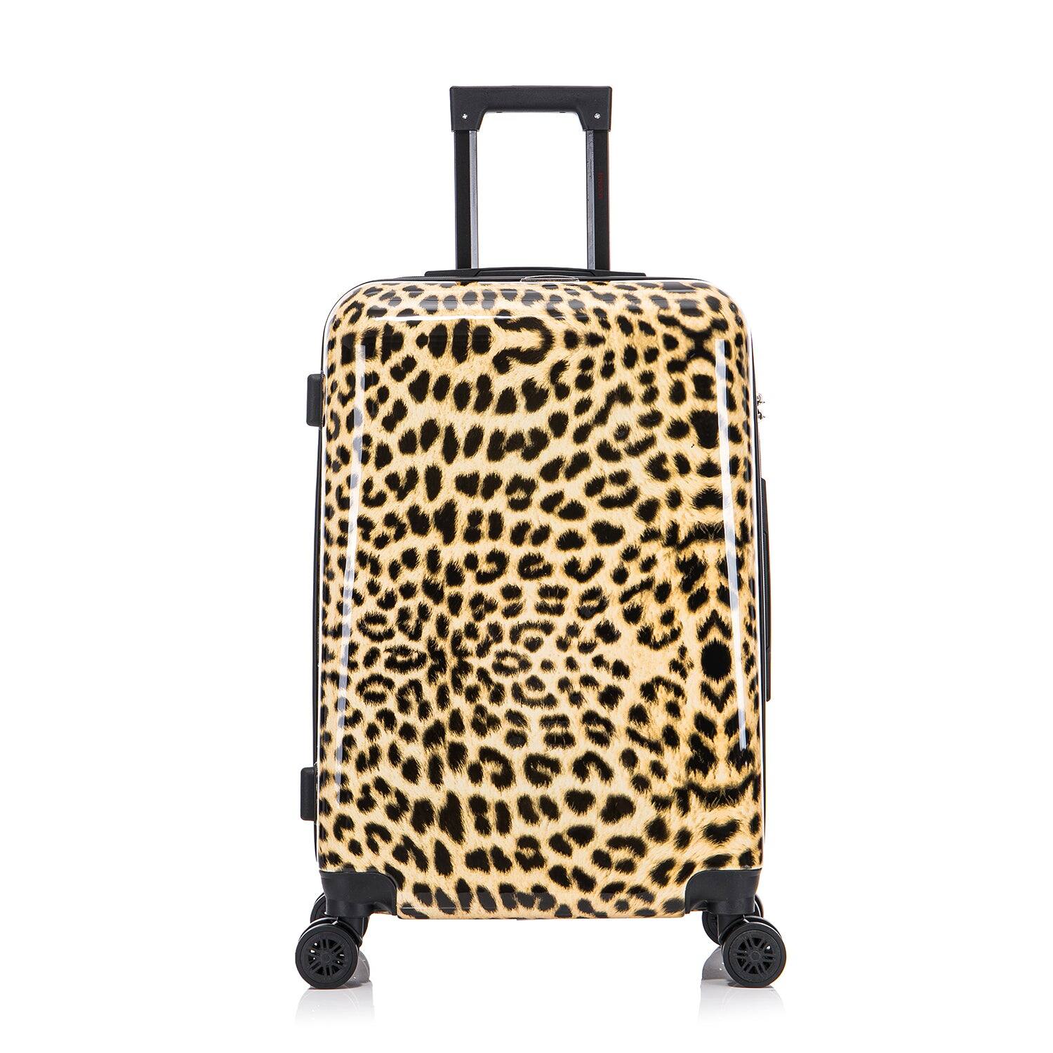 Angle. InUSA - Cheetah Prints lightweight hardside Spinner Luggage 24" - CHEETAH.