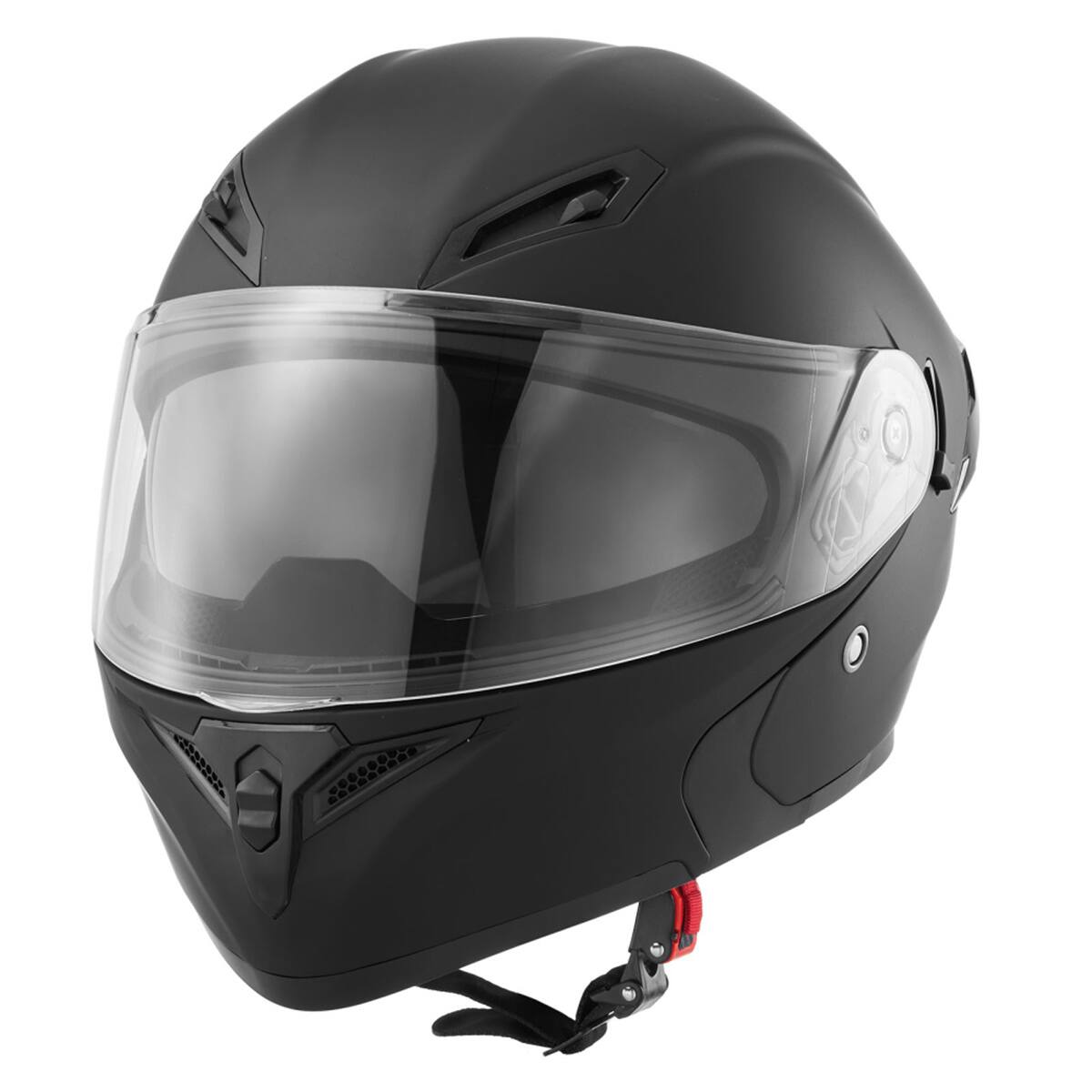 Front. HTUTWOO - Modular Motorcycle Helmet - Adult Dirt Bike Helmet with Clear Visor, DOT Approved, Detachable Liner, Matte Black, Size M - Black.
