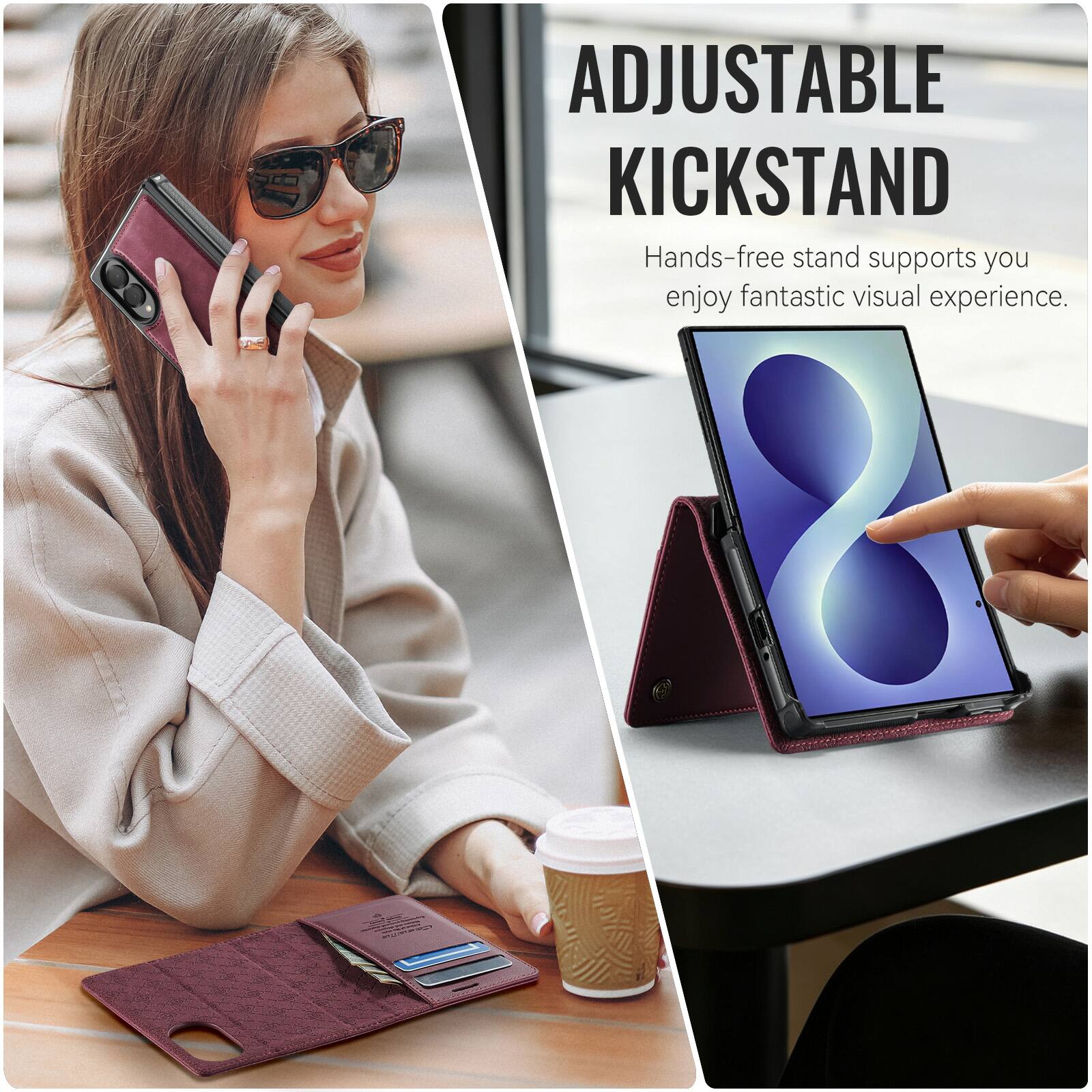 ADJUSTABLE KICKSTAND  
Hands-free stand supports you enjoy fantastic visual experience.