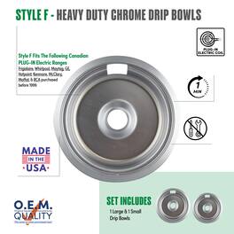 Range Kleen - 10910A2X Style F 2pk Heavy Duty Chrome Drip Bowls, Large and Small