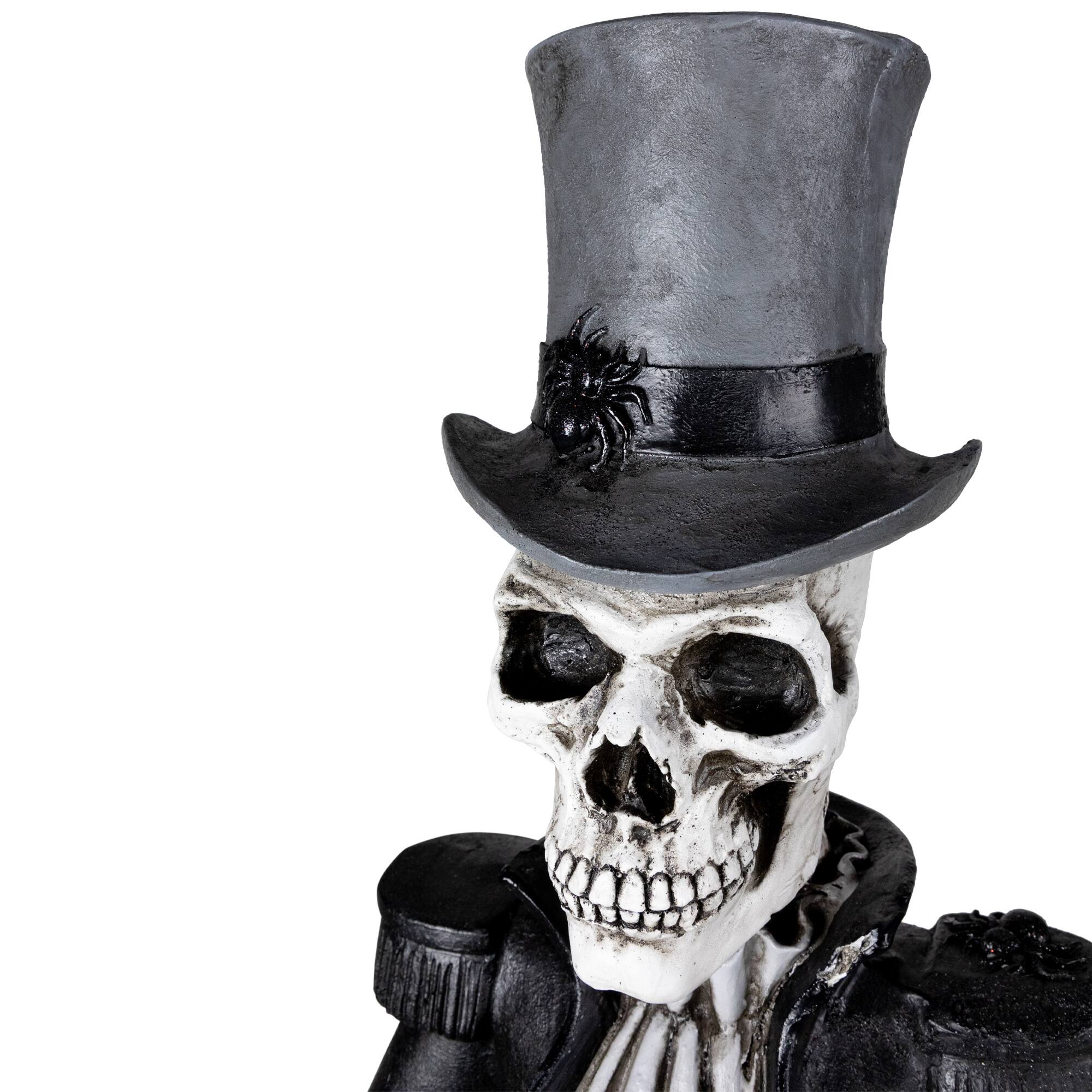 Alt View 5. Northlight - Skeleton Butler with Tray Standing Halloween Statue - 4.5' - Black.