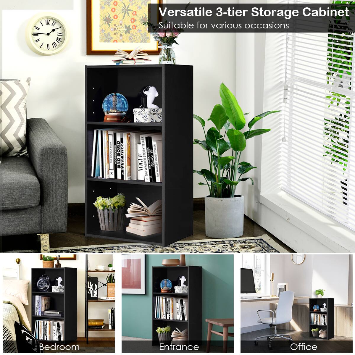 Versatile 3-tier Storage Cabinet Suitable for various occasions.