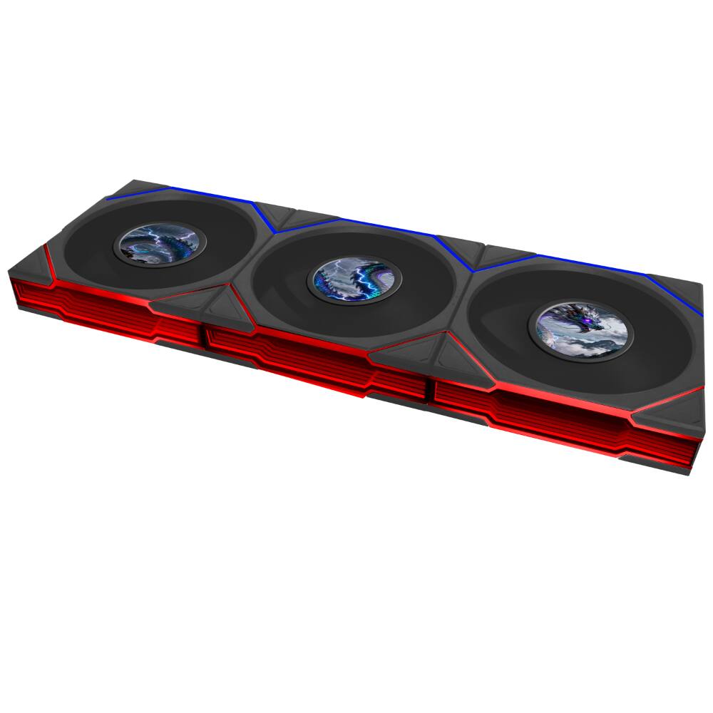 Left. Lian Li - UNI FAN TL LCD Flex 120mm Normal Blade (NOT Reverse) ARGB Fan, 3 Pack, Controller Not Included, Black (12TLLCD1F3B) - Black.
