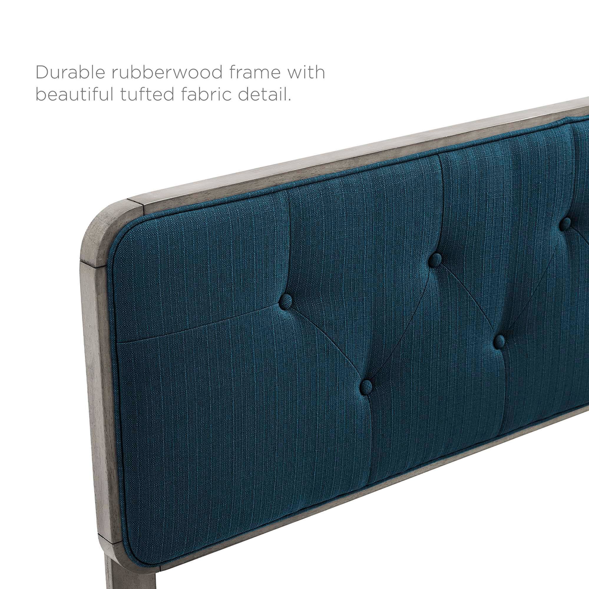 Durable rubberwood frame with beautiful tufted fabric detail.