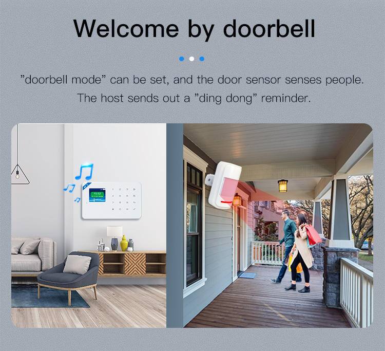 Welcome by doorbell

"doorbell mode" can be set, and the door sensor senses people. The host sends out a "ding dong" reminder.