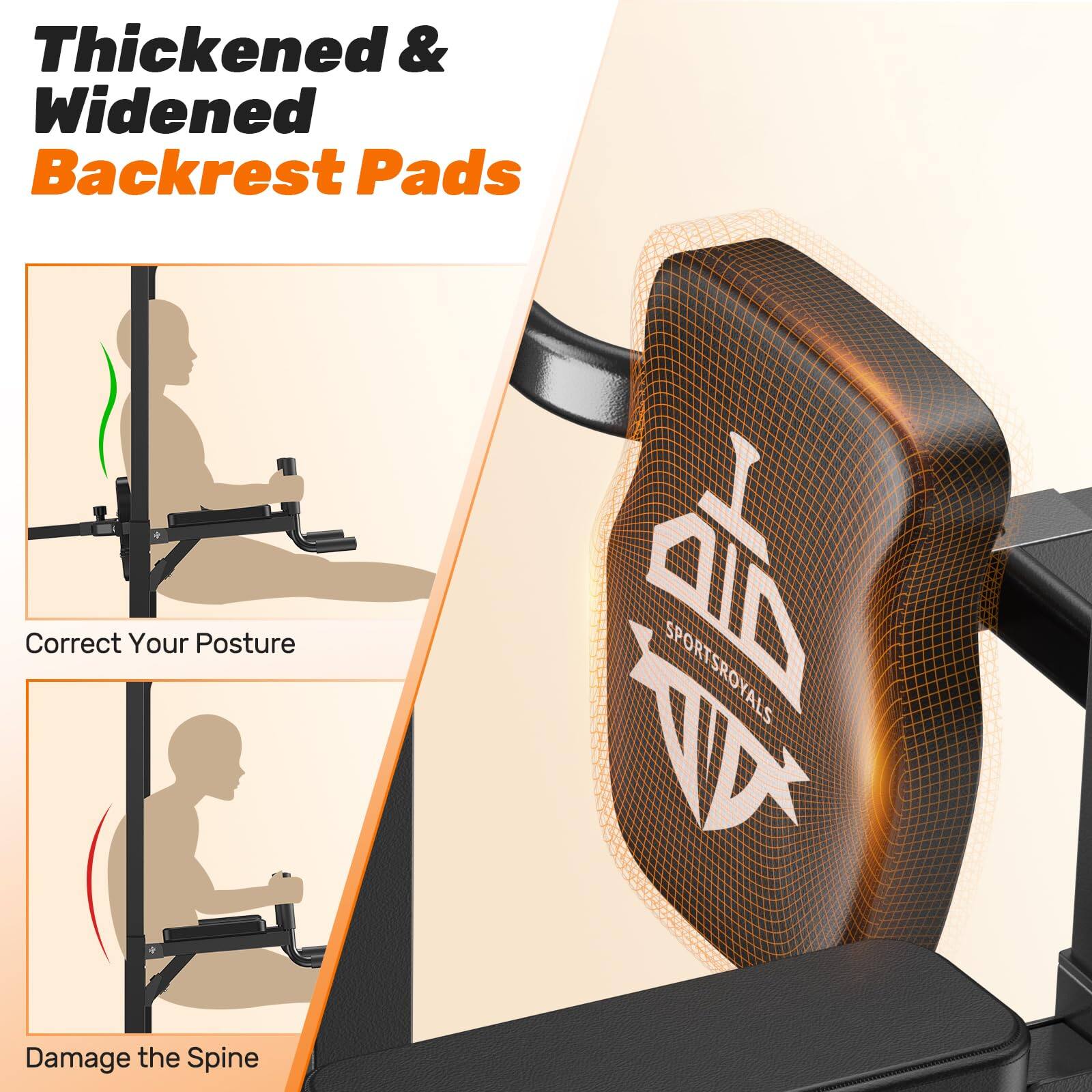 Thickened & Widened Backrest Pads

Correct Your Posture

Damage the Spine