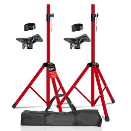 5 CORE - Speaker Stand Pair Adjustable Heavy Duty PA DJ Tripod Studio Monitor Stands w 35mm Insert - Red