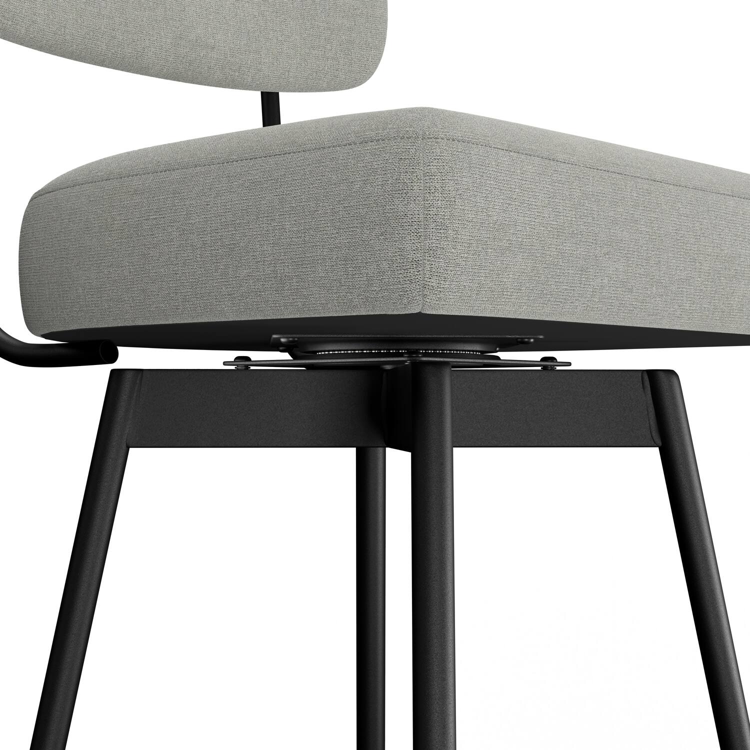 Alt View 7. Simpli Home - Giselle Contemporary Modern Swivel Bar Stool (Set of 2) in Light Grey  Polyester Linen - Light Grey.