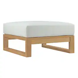 Upland Outdoor Patio Teak Ottoman by Modway - Natural White