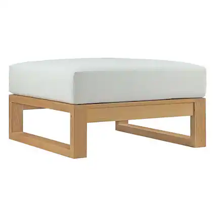 Front. Modway - Upland Outdoor Patio Teak Ottoman by Modway - Natural White.