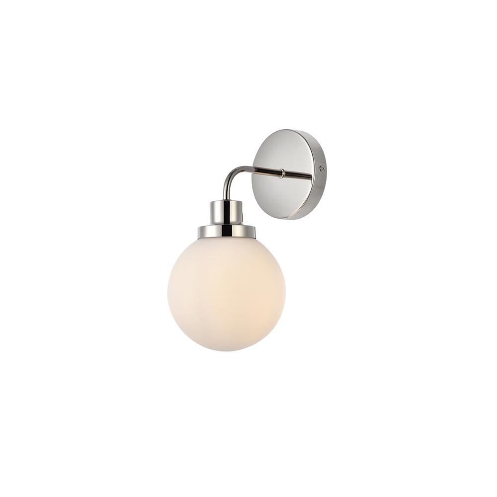 Alt View 2. Living District - Hanson 1 light bath sconce in polished nickel with frosted shade - Polished Nickel And Frosted Shade.